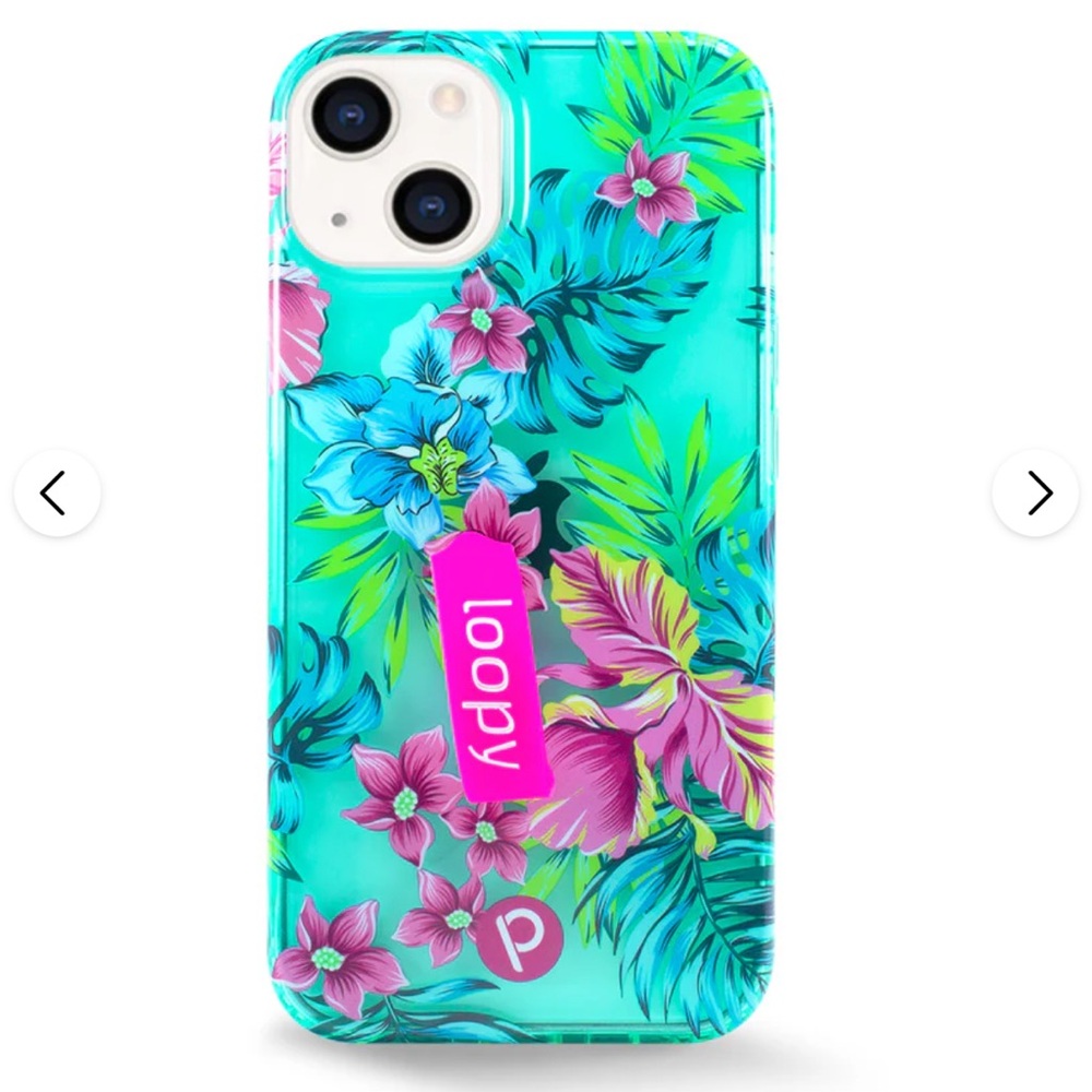 Loopy Case Tropical Floral Phone Case - Teal and Pink